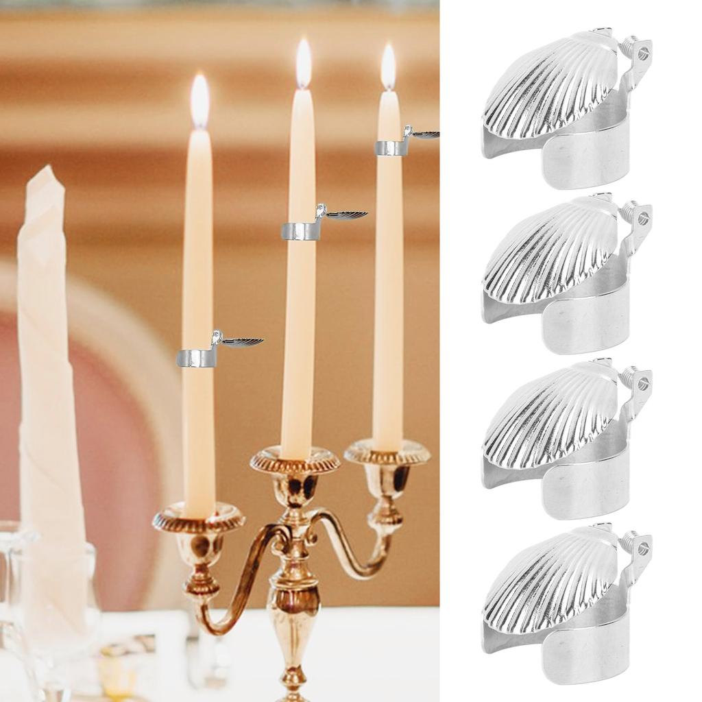 ZK40 4Pcs Candle Snuffer Candle Extinguisher Metal Shell Pattern Automatic Candle Stopper for Candle Extinguishing Silver