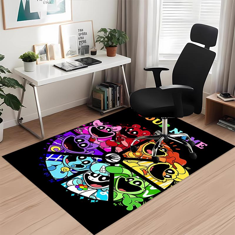 Custom Name Smiling Critters Printed Carpet, for Office Chair Living Room Bedroom Kitchen Room Decor Gifts.