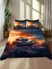 Bedding Digital Printed Quilt Cover Set Featuring a 3D Three-dimensional Tank Pattern. Super Soft Brushed Digital Printed
