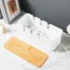 Cable Management Box with Bamboo Lid 7 Holes Plug Board Organizer Multi-functional Plastic Power Cord Stripe Storage Tidy Box