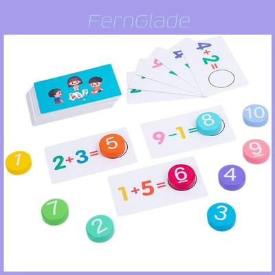 Brinquedo Educacional de Matemática em Madeira Para Crianças Com Correspondência de Números e Aprendizagem de Adição Básica