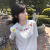 American high street hand-painted graffiti black short-sleeved t-shirt women's summer new popular niche loose half-sleeved top