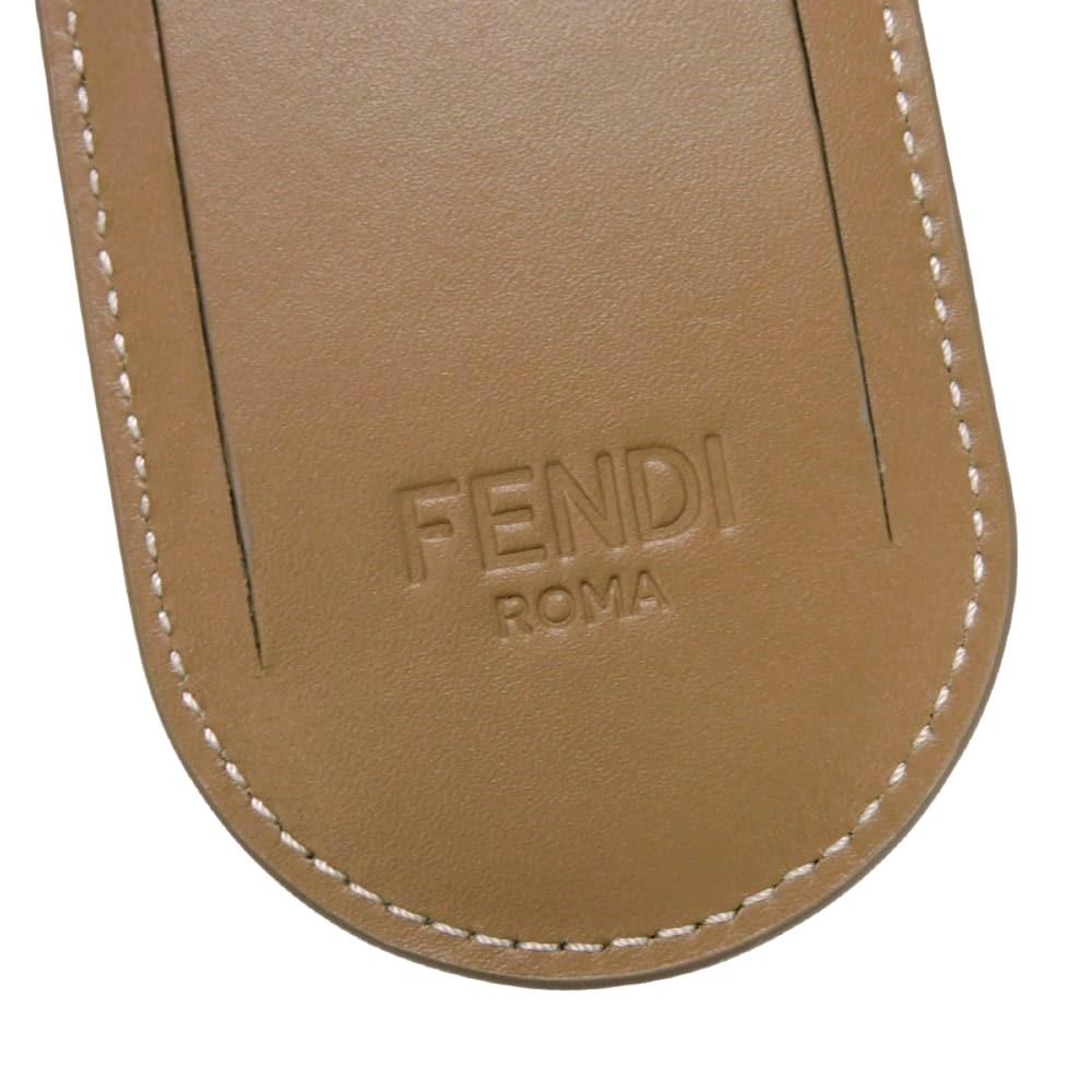 Used 11491 FF Logo Name Badge Travel Tag 7AS115 AL8H F1IKC 7989 Logo Khaki Calfskin Unused Zucca Fabric Brown Unisex