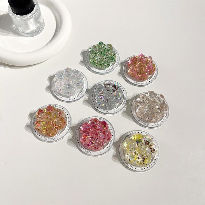 Ins Style Color Glitter Korean Mobile Phone Airbag Holder Women High-end Simulation Cat Paw Magnetic Suction Desktop
