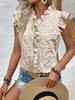 Nuevo Conjunto de Chaleco de Verano para Mujer Camisa de Manga Corta con Volantes de Encaje Floral