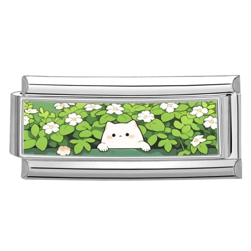 Photo Italian Modular Bracelet Band Link Connector Stainless Steel Texture Jewelry Accessories Suitable for Enthusiasts