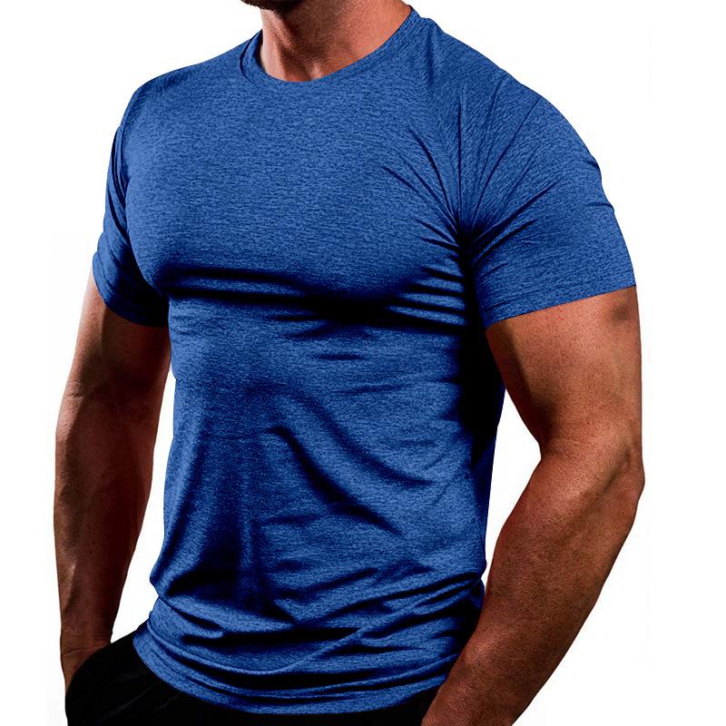 Solid Color European and American Men's Crew Neck Top Summer Quick-drying Breathable Casual Sports Short-sleeved T-shirt