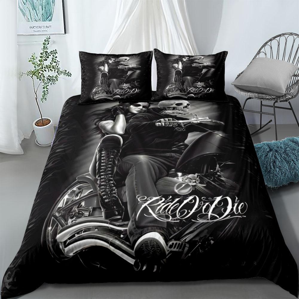 

Blue SKull Gothic Duvet Cover Set EU Single Double King US Twin Full Queen Size Bed Linen Set EU single(135x200cm)