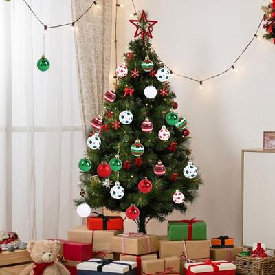 4cm Painted Christmas Ball Set Plastic Xmas Baubles Xmas Tree Hanging Gift Ball Christmas Decorations Xmas Ornament Ball