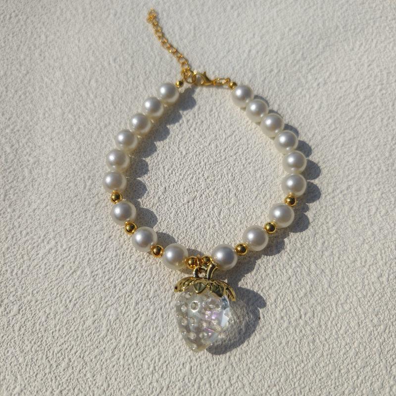 New Love Pendant Pearl Beaded Pet Necklace Versatile Accessories Handmade Cat and Dog Collar
