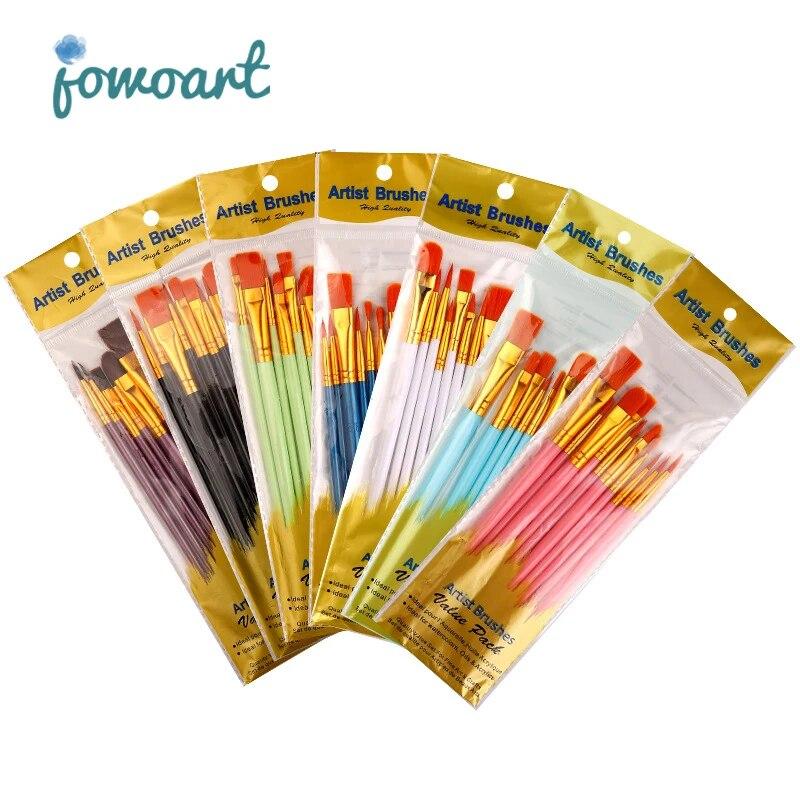 20 Pcs/2 Packs Multi-functional Watercolor Brush Pearlescent Blue Plastic Short Rod Multi-color Set Nylon Hair Hook Line Gouache Oil Brush