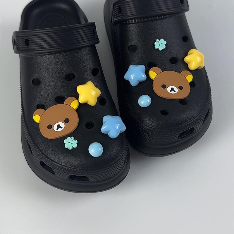 10PCS Fashion Shoe Charms Set Accessories Hole Shoe Buckle Cute Little Bear Star DIY 3D Shoes Decorations Kids Party Gift