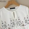 ZANZEA Women Casual V-Neck Loose Long Sleeve Print Blouse