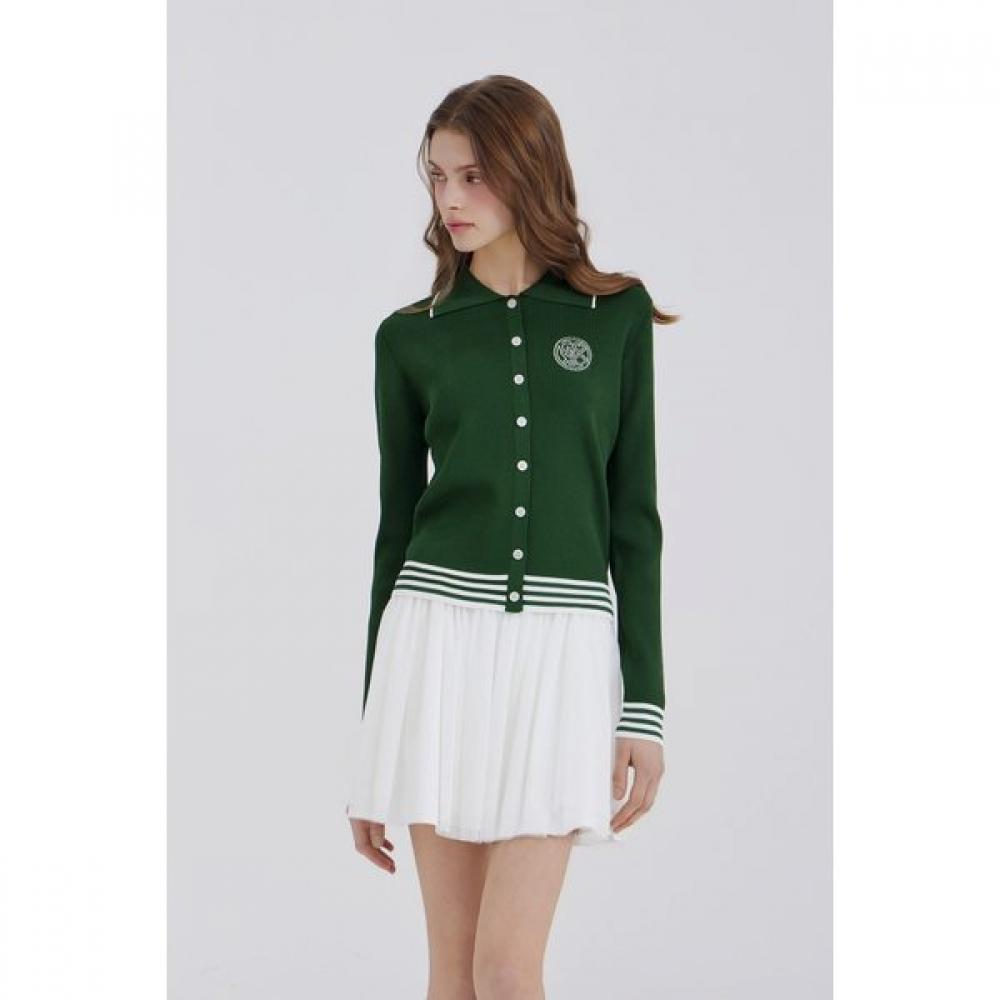 GOXO Knit Cardigan Classic Logo Green