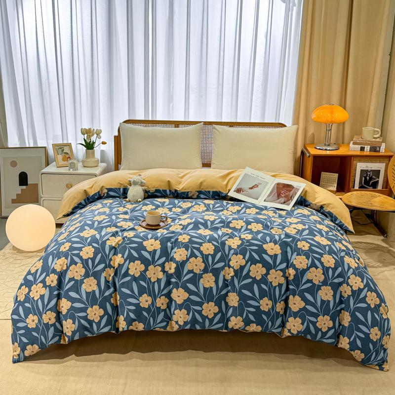 Chic Colorful Floral Print Duvet Cover Queen Size Pure Cotton Bedding Comforter Cover for Kids Adult Soft Breathable Quilt Cover
