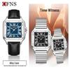 Oufanni Retro Quarz-Uhr: Elegantes quadratisches Zifferblatt, Wasserdicht, Unisex-Design, Perfekt für Paare.