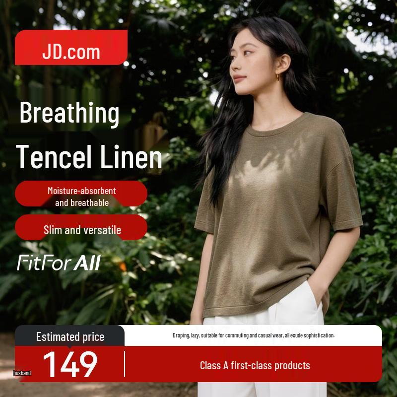 

JD Home Knitted Linen Women s Short Sleeve T-Shirt M