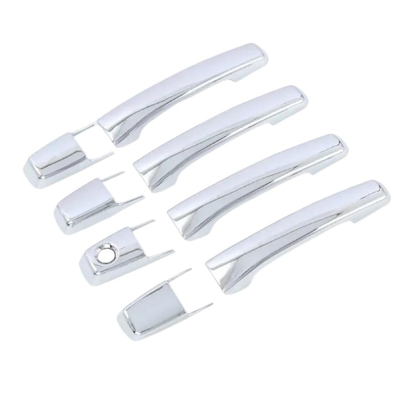 Car Upgrade Chrome Silver Carbon Fiber Door Bowl Handle Cover For Mitsubishi Pajero Cars Accessories