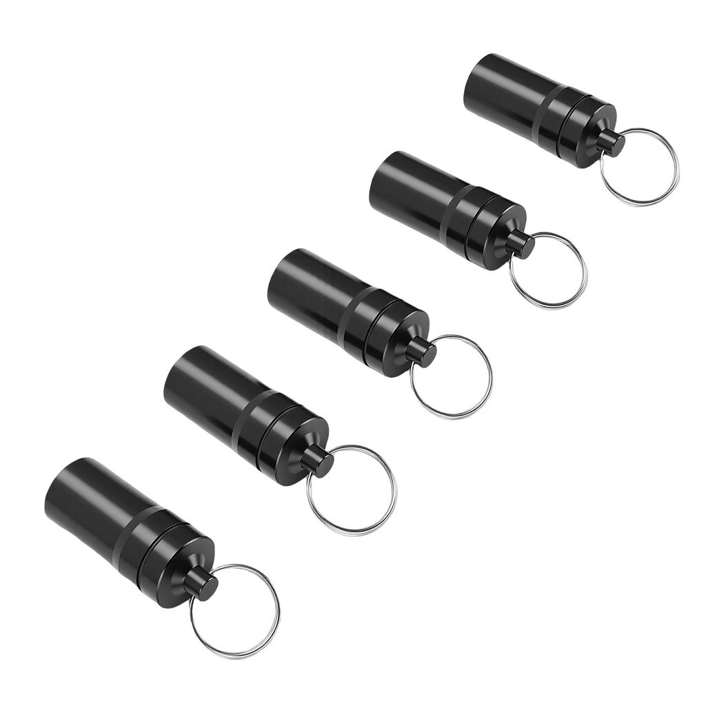 5 Pcs Keychain Tablets Holder Water Proof Small Tablets Case Container with Ed Lid Aluminum Alloy 0.87x2.05in