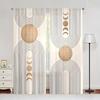 2-Piece Set of Bohemian Moon Phase Curtains, Rod-Pocket Style Semi-Transparent Polyester Curtains, Geometric Line Print Light-Filtering Curtains