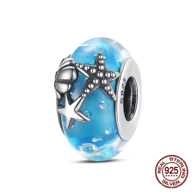 Classic Copper Colorful Butterfly Dolphin Luminous Glass Charms Beads Fit Original Bracelets Fine Diy Jewelry Gift