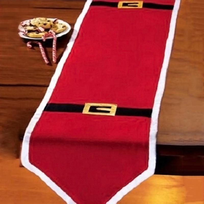 1PC 180*35CM Christmas Holiday Santa Claus Tablecloth Embroidered Table Runner