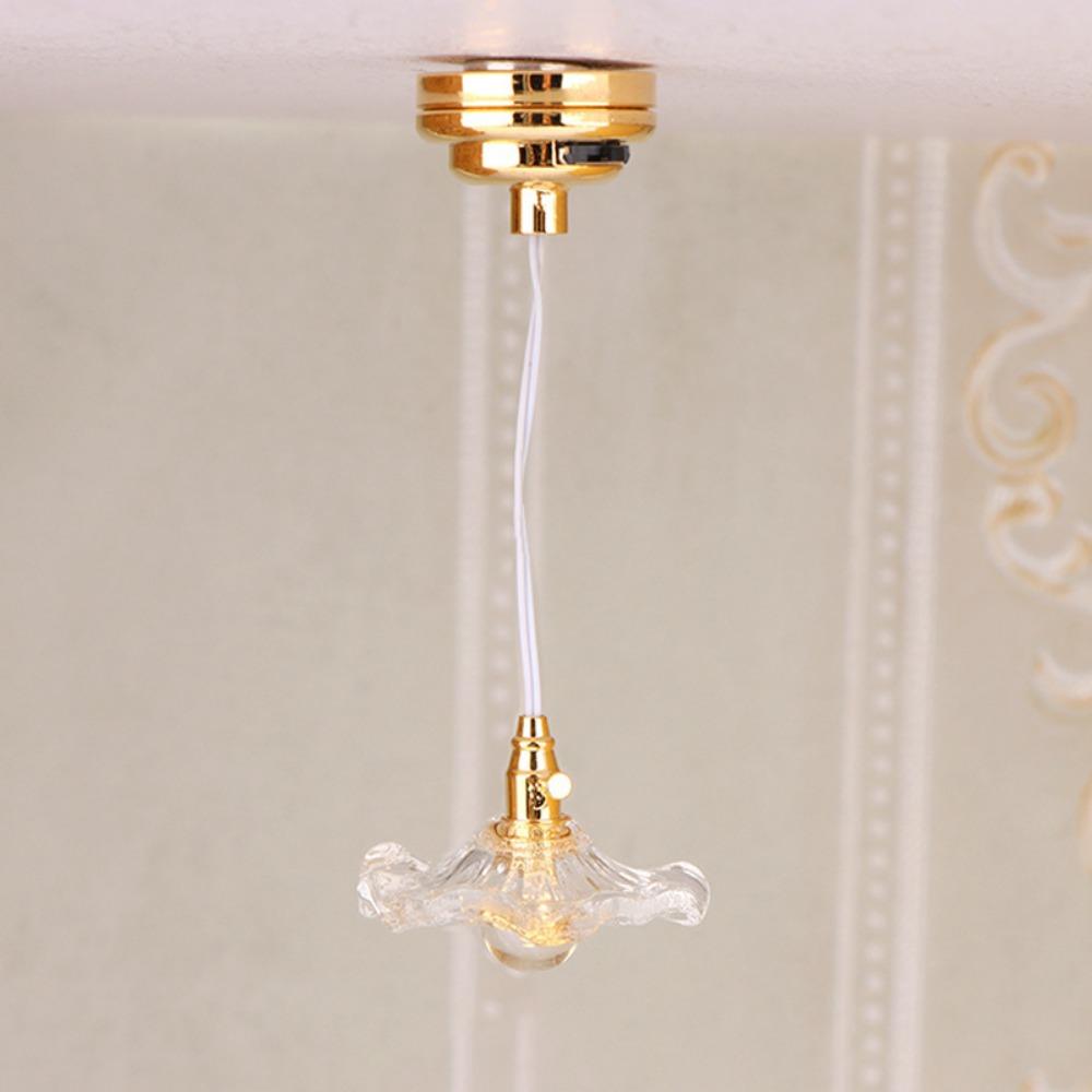 Mini Dollhouse Colored Glass Lamp 1:12 Home Table Lamp Model Lighting Model Doll House Accessories