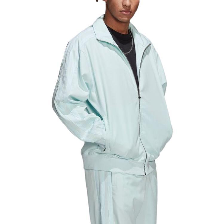 adidas Solid Color Stand Collar Long Sleeves Jacket Unisex Light Blue Men's HK2916
