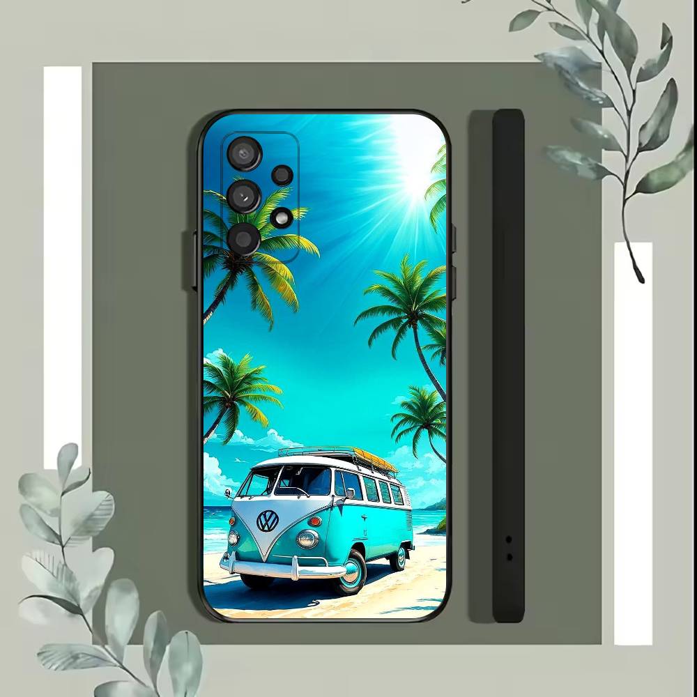 Combi Van Surf Phone Case For Samsung S25,S24,S21,S22,S23,S30,Ultra,S20,Plus,Fe,Lite,5G Black Cover
