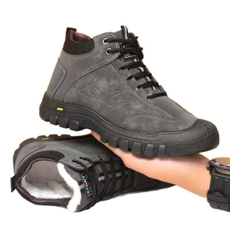 Winter Cotton Shoes Men's Velvet Thickened High-top Snow Boots Casual Men's Shoes Warm Outdoor Men's Sports Shoes One Pedal