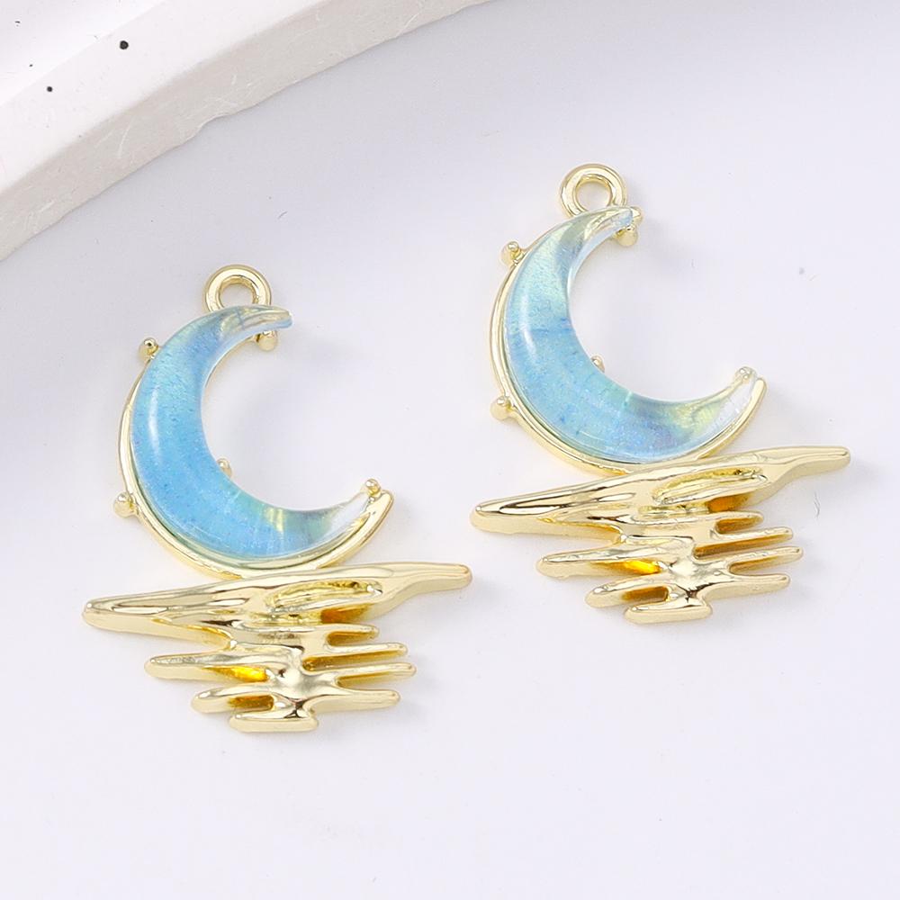 5pcs New Gemstone Crystal Moon Charms Pendants for Necklace Earrings Bracelet DIY Jewelry Accessories Supplies