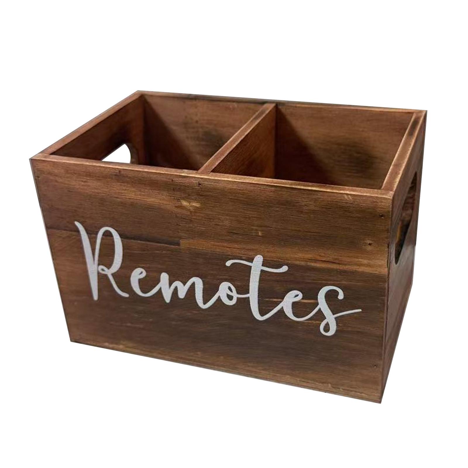 Remote Control Holder with Handle Retro Multifunctional Desktop Organizer for Bedroom Home Nightstand Countertop Office Supplies коричневый