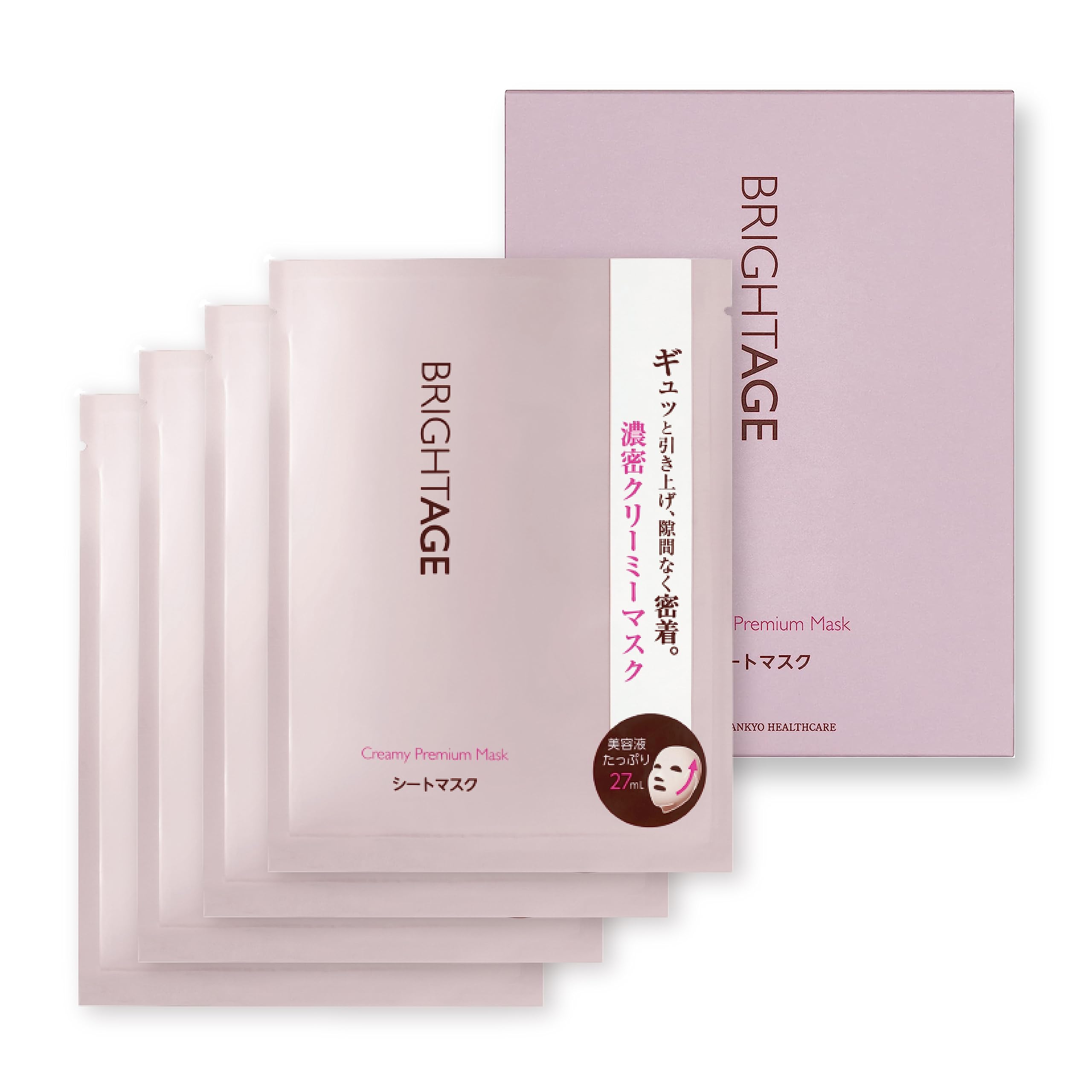 

Bright Age Creamy Premium Sheet Mask for Mature Sagging and Lifting Rich Hyaluronic 27ml x 4 Sheets Box Skin, Anti-Aging Care, Skin, [Beauty Cream,