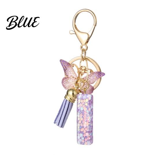 Comfortable To Carry Keychain Purple Series Pendant Sequins Star Initial Letter Charm Key