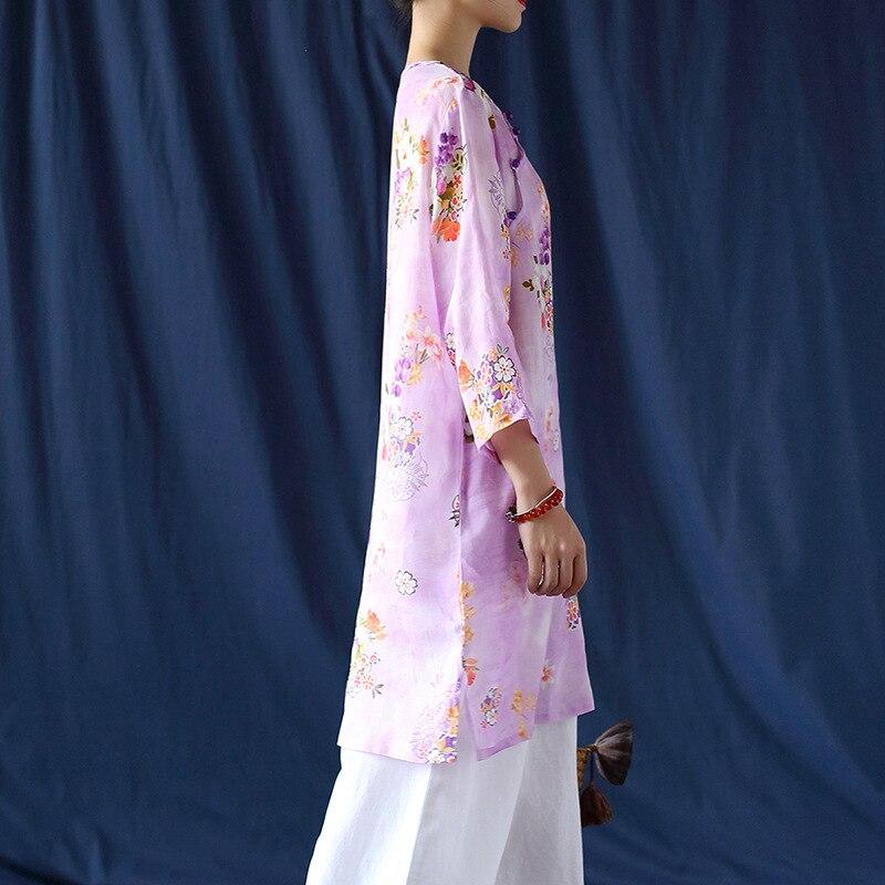 Johnature Frauen Herbst Vintage weibliche Tops Knopf chinesischen Stil Shirt