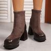 Modne botki do kostki dla kobiet Markowe damskie buty na obcasie Platforma Grube buty Jednolite Damskie buty Nowe Seksowne 8,5 cm Wysokie obcasy