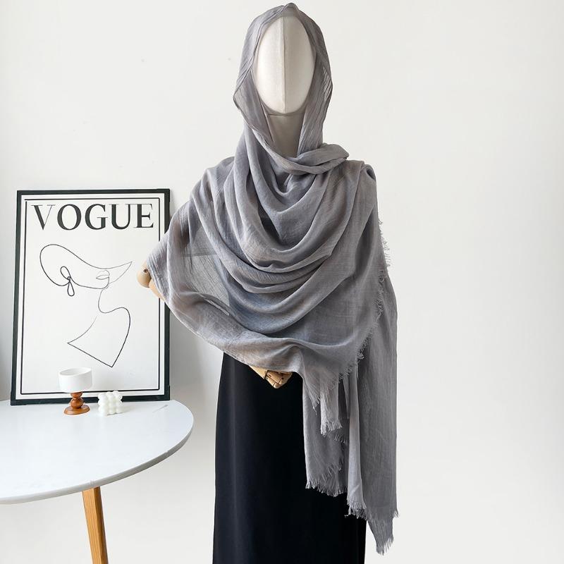 Summer Versatile Cotton and Linen Scarf Shawl Lengthened Solid Color Yarn Shawl Sunscreen Shawl Simple Scarf Silk Scarf Women