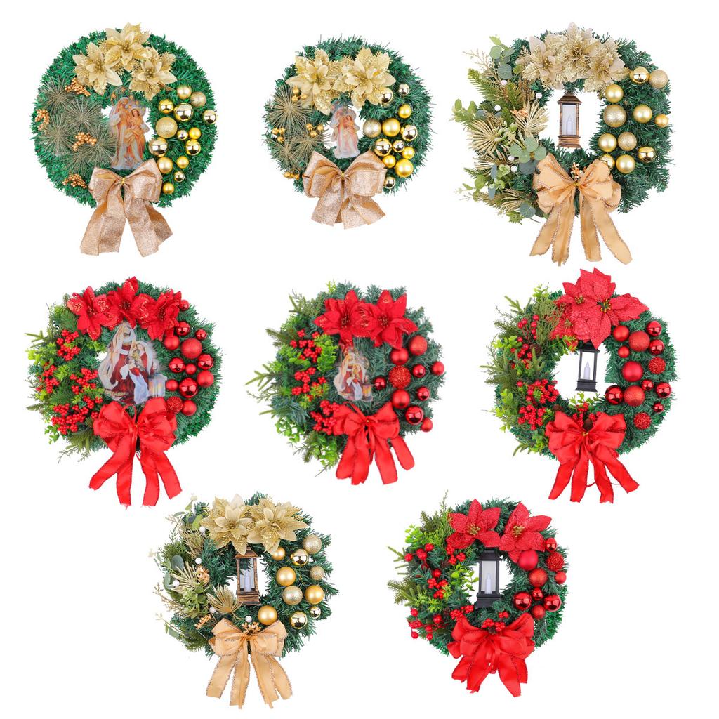 Christmas Decorations Scene Arrangement Props Jesus Christmas Wreath Door Hanging