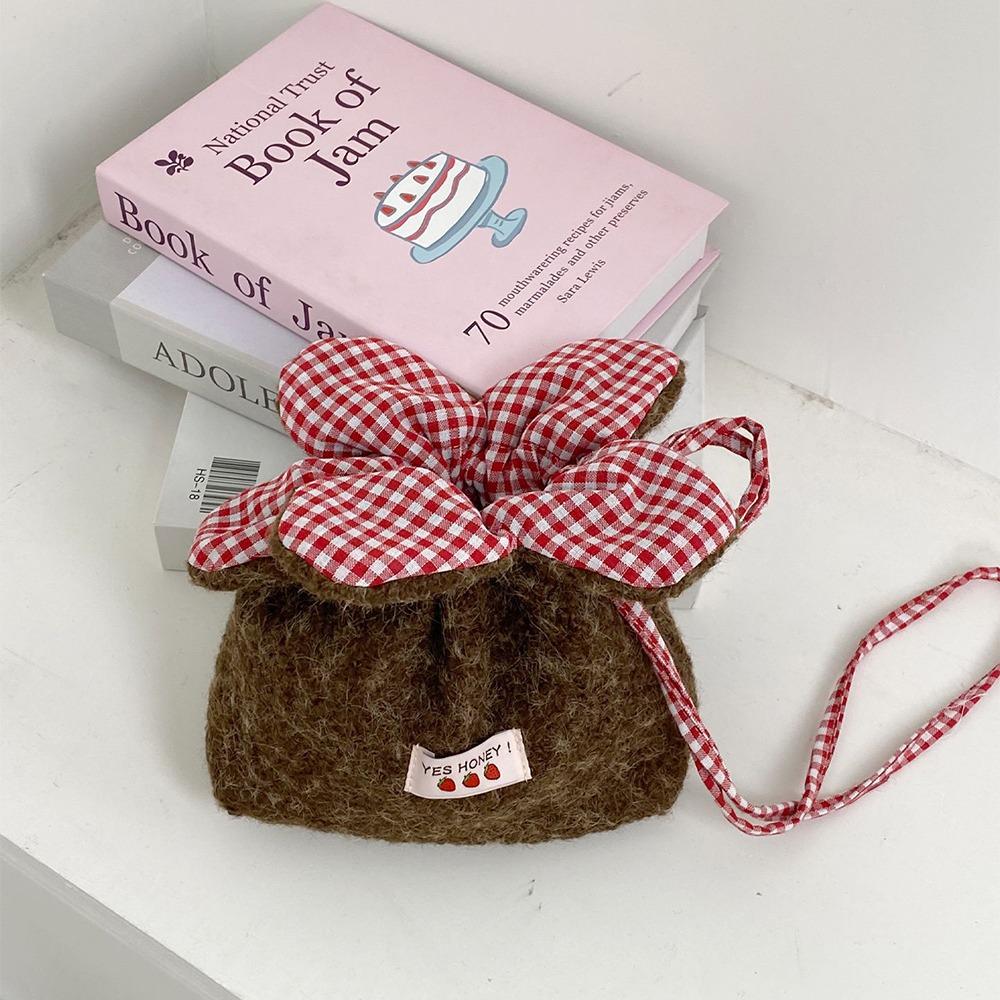 Storage Bag Plush Flower Drawstring Bag Korean Style Small Crossbody Bag Phone Bag Student