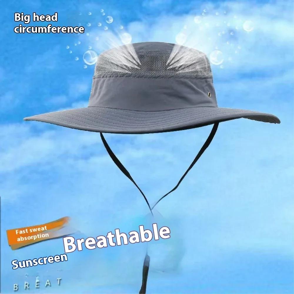 2025  Plus Size Sun Hat Adult Summer Outdoor Mountaineering Panama Outdoor Fisherman Hat Man Big Size Bucket Hat 56-60cm 60-64cm