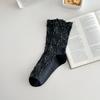 Autumn And Winter Retro Wide-Mouth Relief Socks Cotton Mid-Leg Women'S Socks Women'S Japanese Ethnic Style Floral Stockings Literary And Artistic