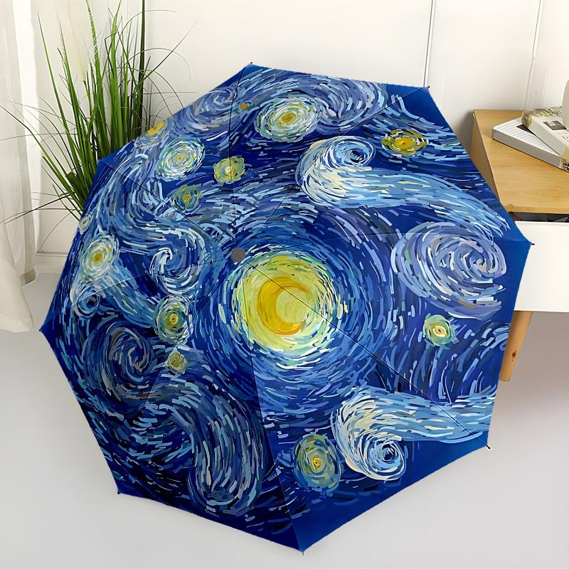 1pc Starry Night Automatic Folding Umbrella, Heavy-Duty 8-Rib Construction, Perfect for Everyday Yy251114121