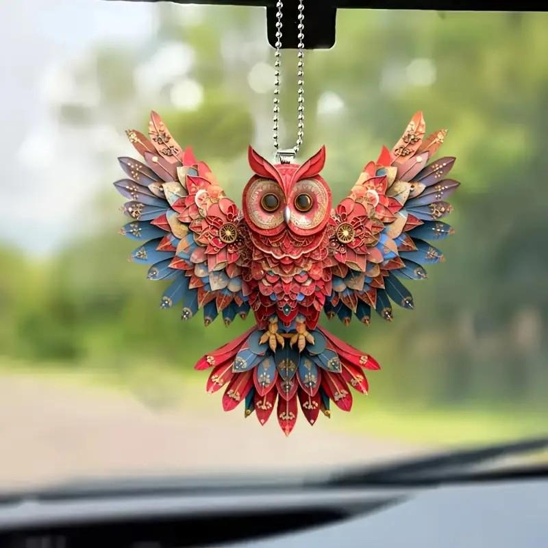 Owl Attractive Cartoon Acrylic Hanging Decoration For Car Interior Stylish Accessory
