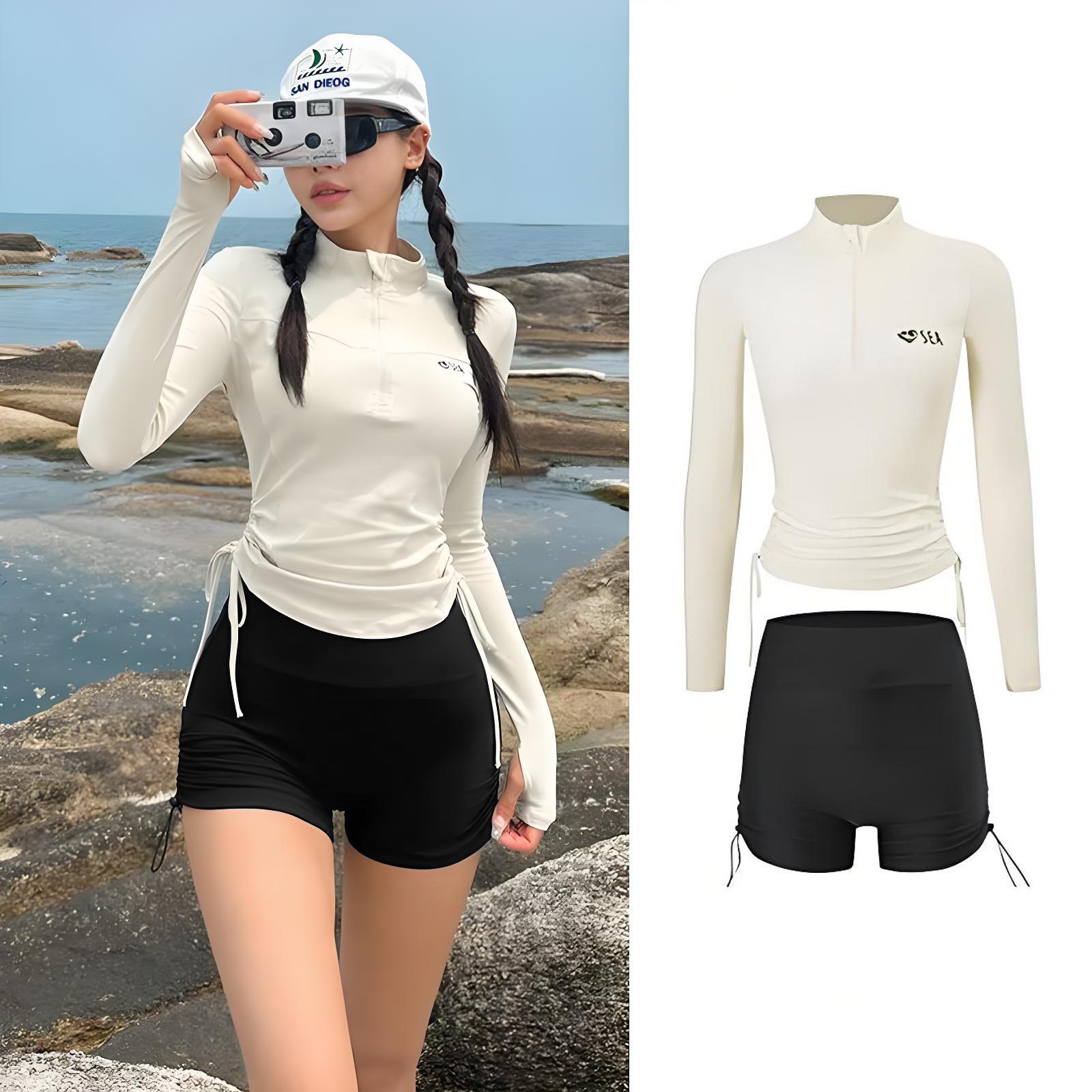 2025 Women s High-End Conservative Sports Swimsuit - Slimming & Sun Protective for Surfing S