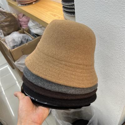 Vlněná čepice dámská podzimní a zimní vlněná klobouk kbelík klasický všestranný retro malý obličej kbelíková čepice tide