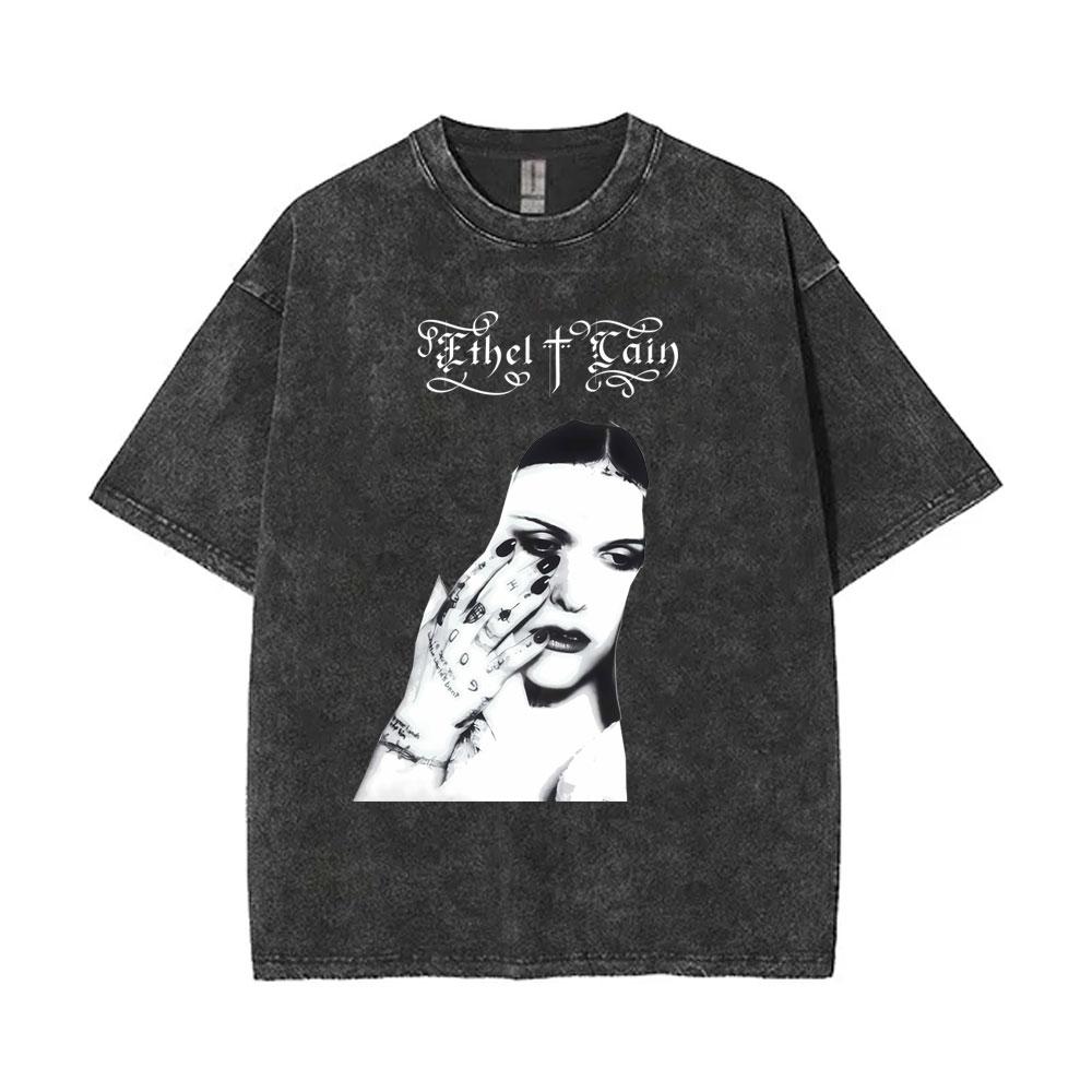 T-shirt Vintage Lavata Ethel Cain If You Love Me Keep It To Yourself Uomo Donna Hip Hop Moda Gotica Manica Corta T-shirt Top
