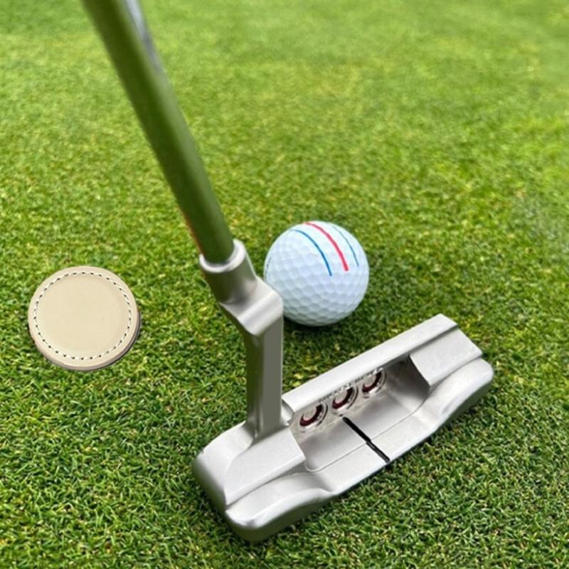 Flat Golf Ball Position Marker With Strong Magnetic Artificial Leather Round Golf Ball Marker Golfers Gift 4cm Size