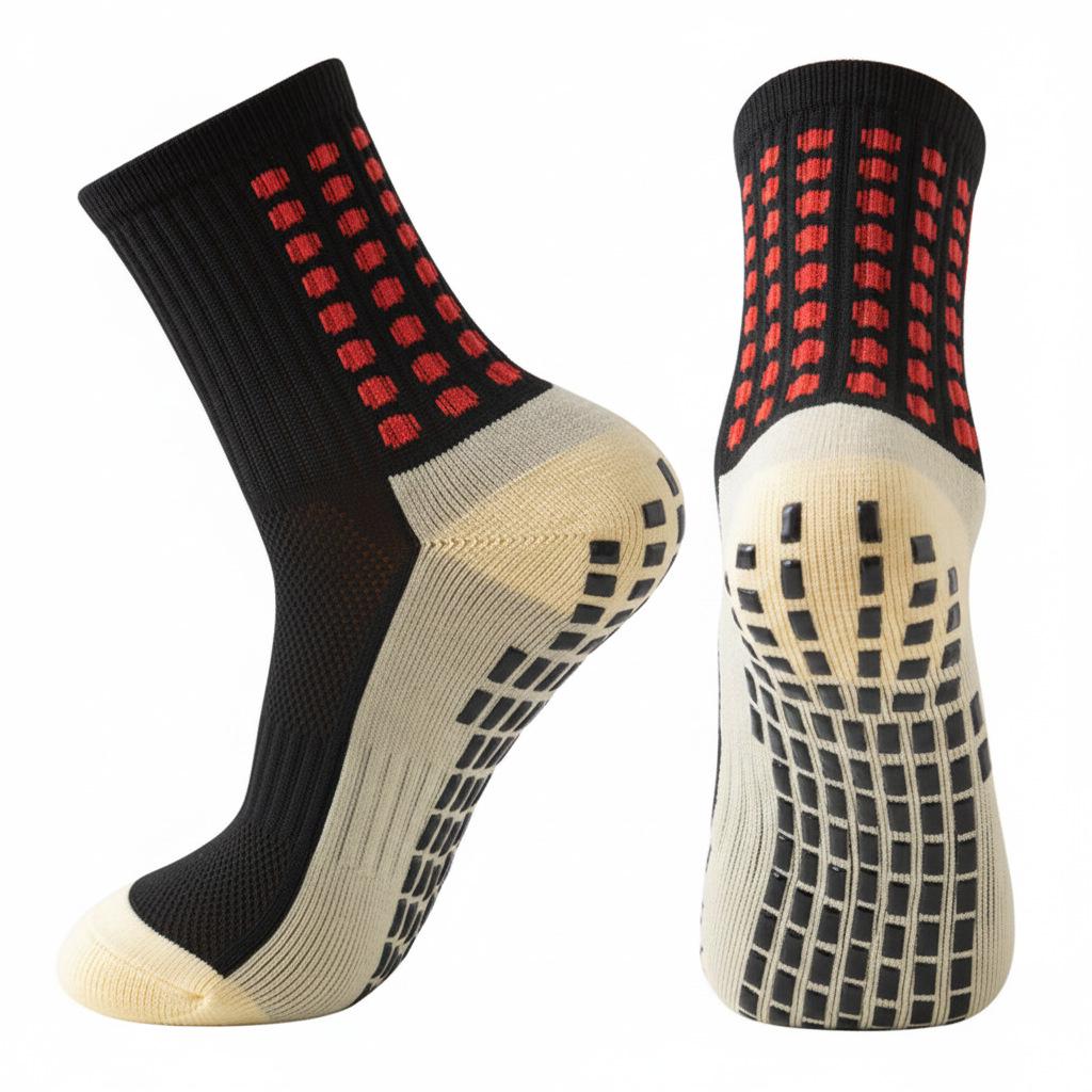 Unisex Anti-Slip Breathable Mid-Calf Football Socks with Moisture-Wicking Terry Sport Bottom