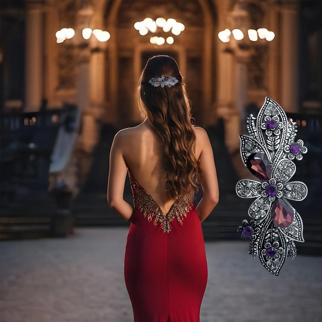 Diamante Hair Clips for Women Blue Crystal Floral Hair Accessories for Bridal Occasions and Special Events