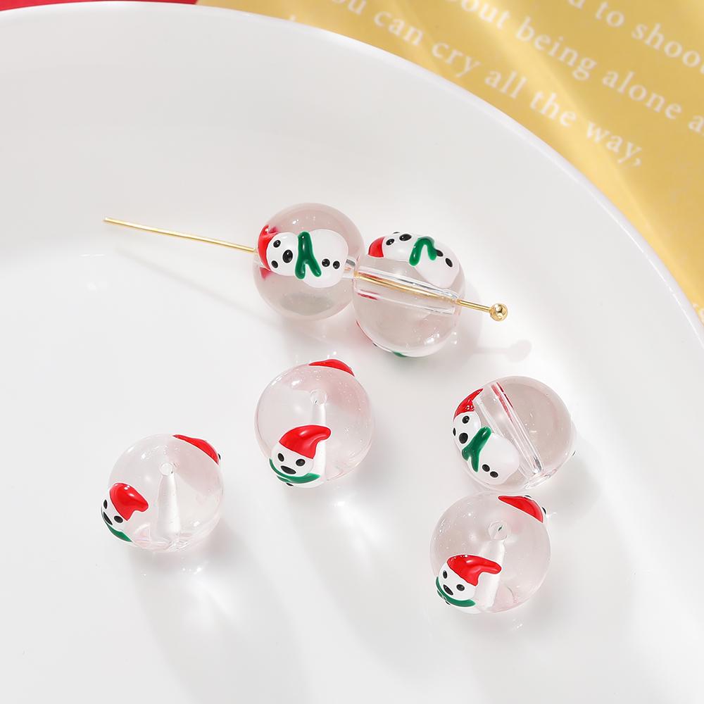 5pcs/lot Christmas Elements Glass Beads Loose Spacer Beads For Jewelry Making DIY Bracelet Necklace Accessories